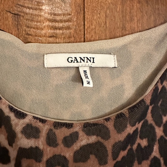 Ganni Leopard Tilden Long Sleeve Maxi Dress Sz 36 Small - Picture 11 of 14